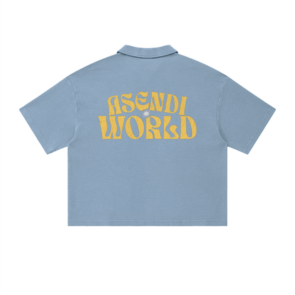 Unisex Vintage Wash Waffle Boxy Polo Shirt