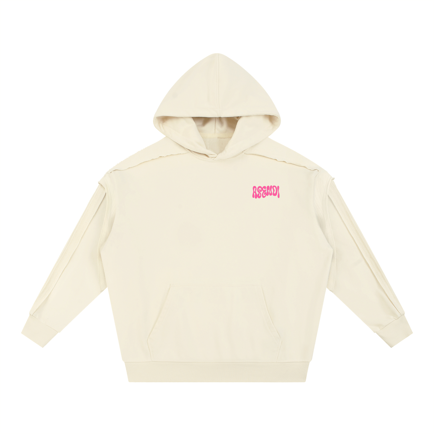 Contrast Tape Raw Edge Double Layered Hoodie