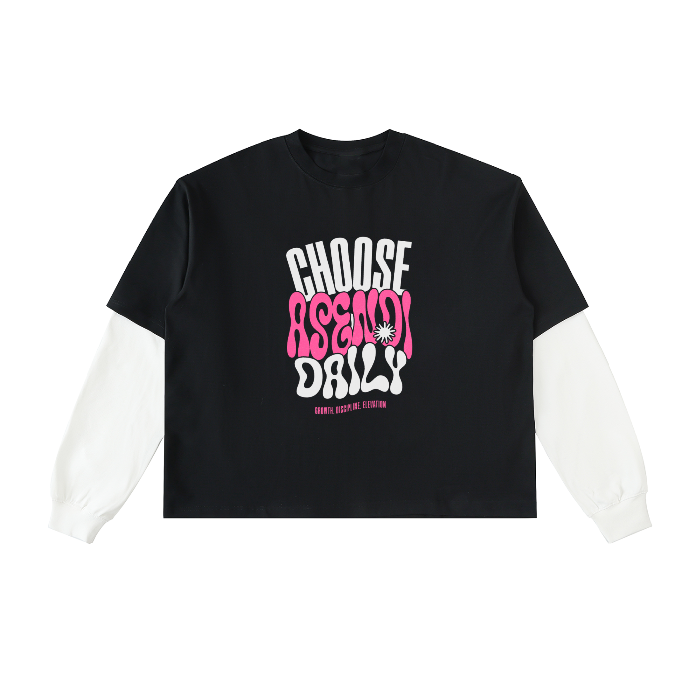 Layered Contrast Sleeve Cotton T-Shirt