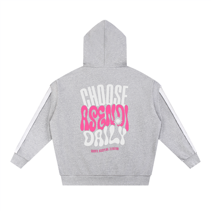 Contrast Tape Raw Edge Double Layered Hoodie
