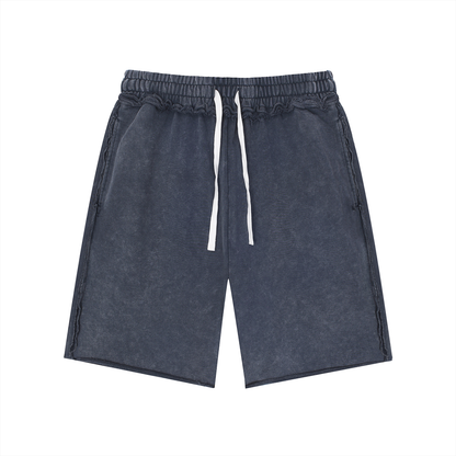 Unisex Mineral Wash Raw Edge Shorts