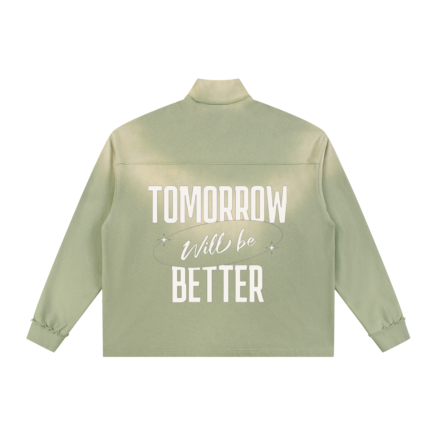 Sun Fade Raw Edge Quarter-Zip Sweatshirt