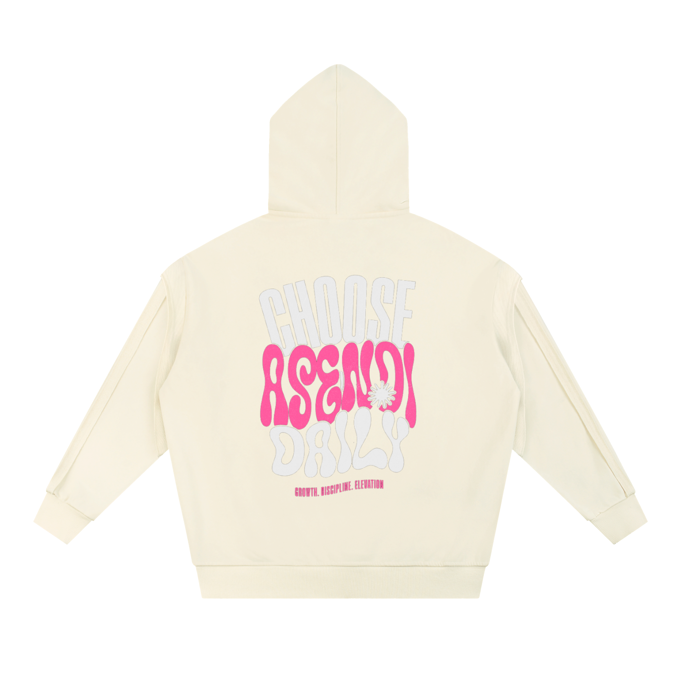 Contrast Tape Raw Edge Double Layered Zip Hoodie