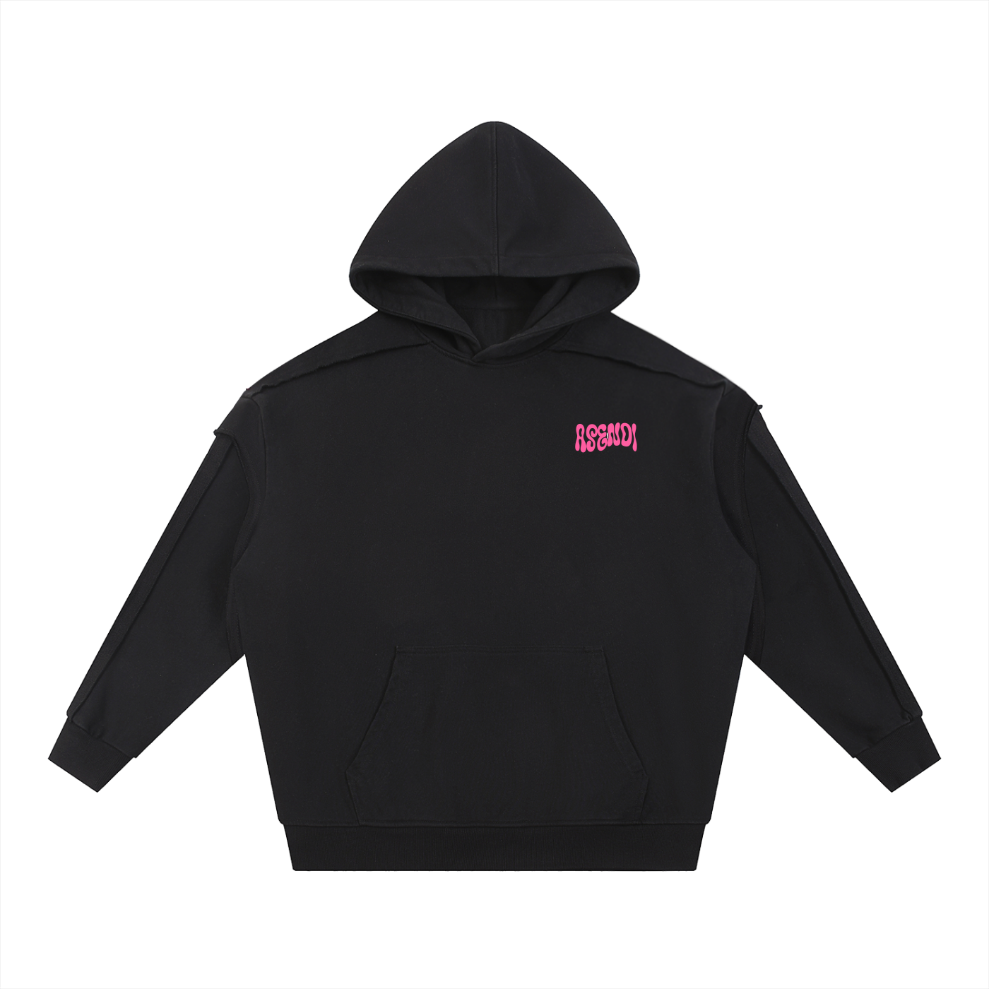 Contrast Tape Raw Edge Double Layered Hoodie