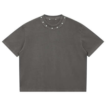 Unisex Washed Boxy Studded T-Shirt
