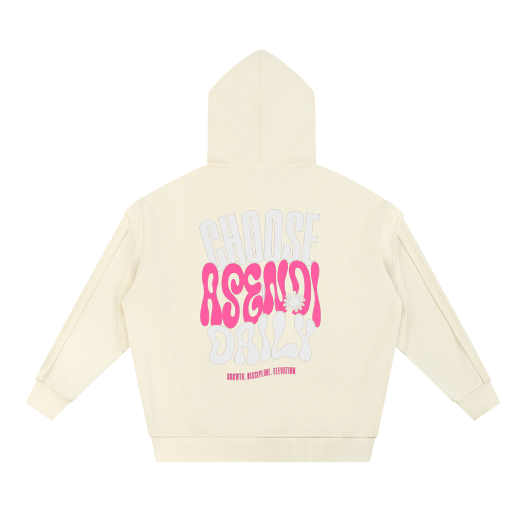 Contrast Tape Raw Edge Double Layered Hoodie