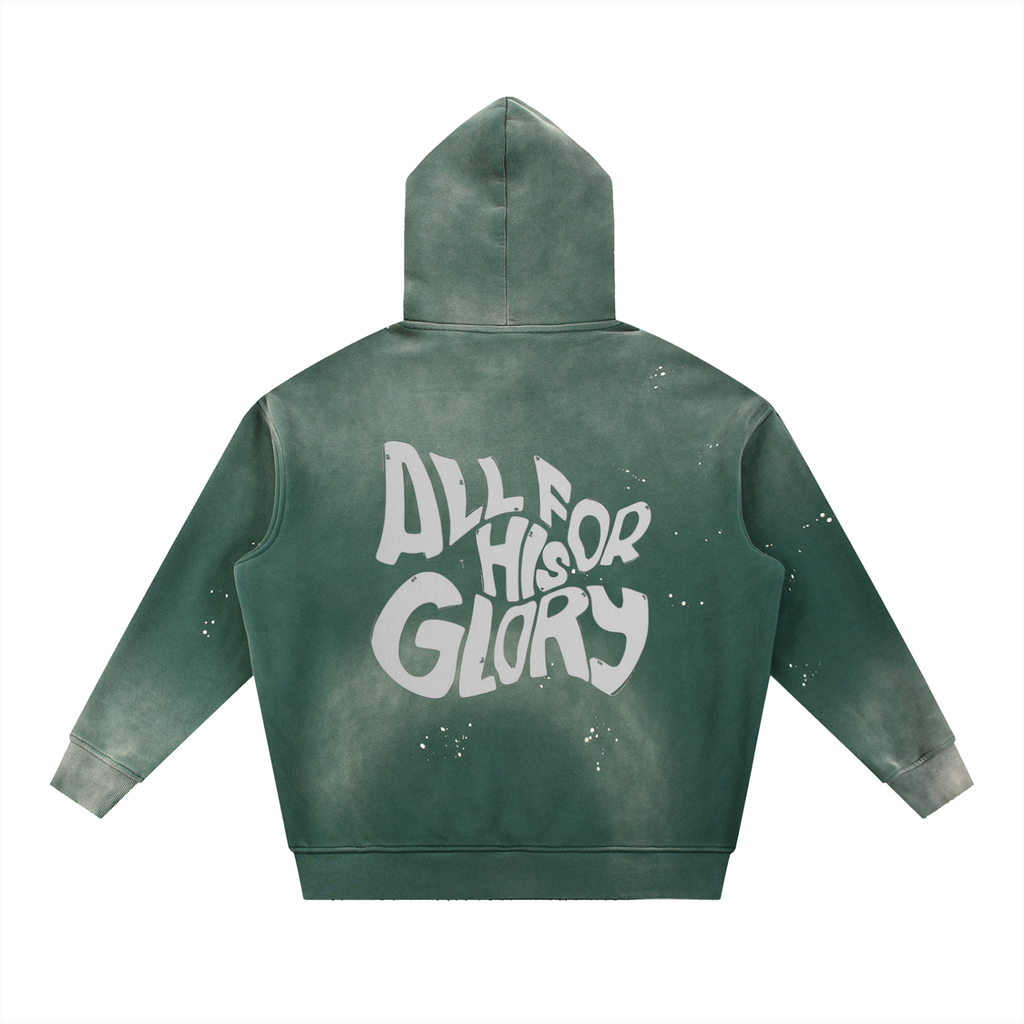 Unisex Vintage Washed Frayed Fleece Hoodie