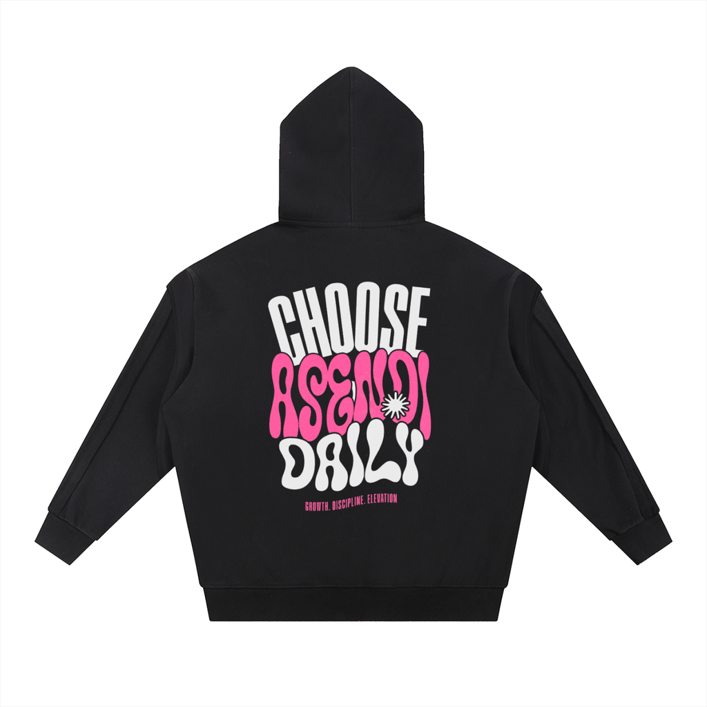 Contrast Tape Raw Edge Double Layered Hoodie