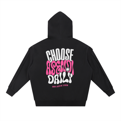 Contrast Tape Raw Edge Double Layered Hoodie