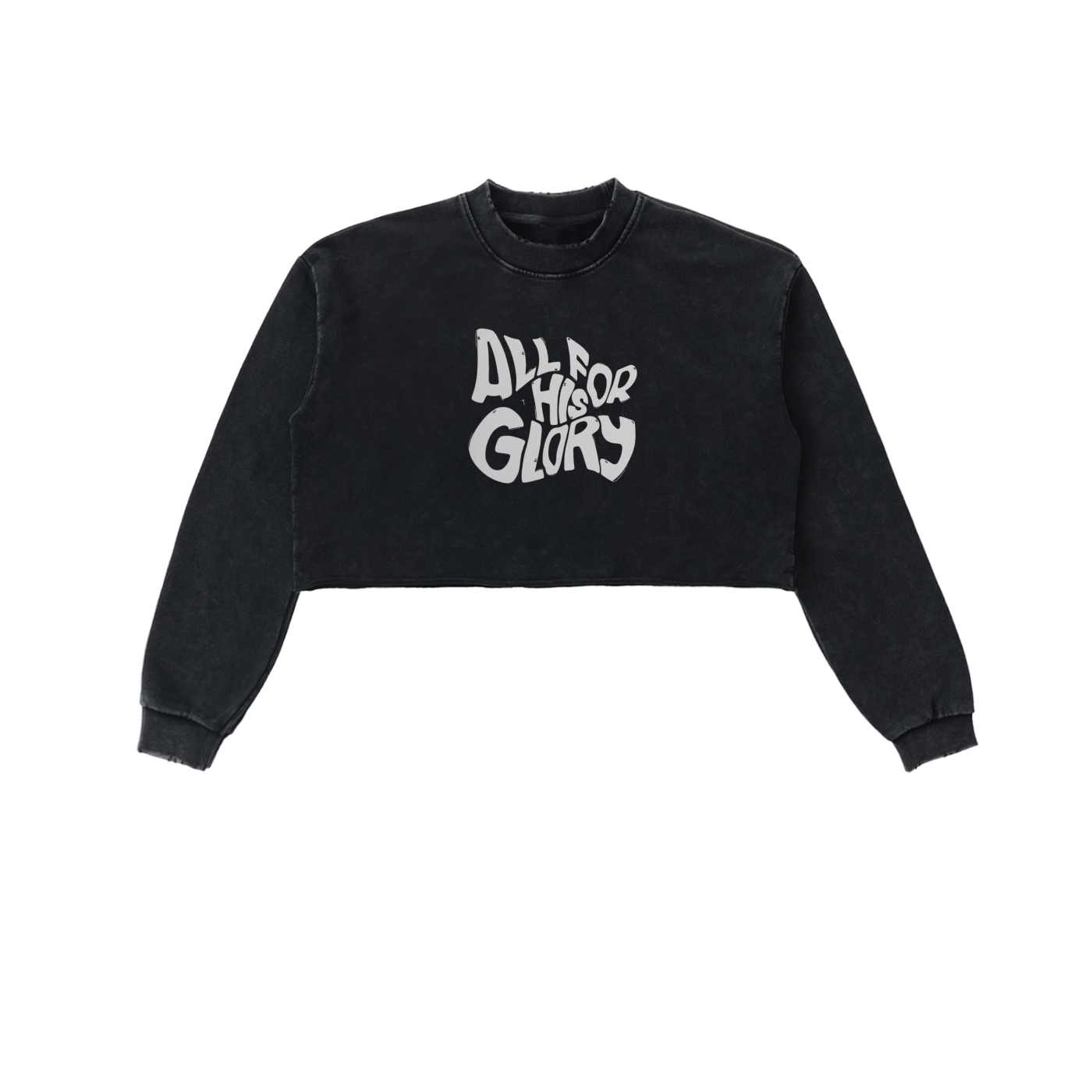 Snow Washed Raw Edge Cropped Sweatshirt