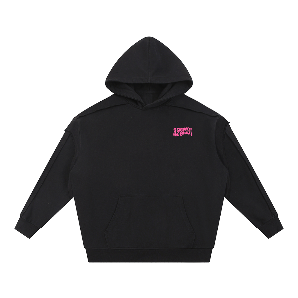 Contrast Tape Raw Edge Double Layered Hoodie