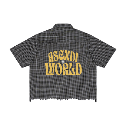 Unisex Distressed Plaid Boxy Shirt