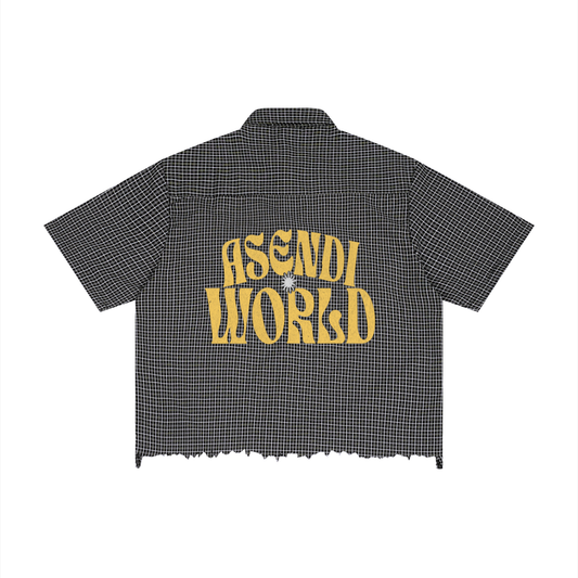Unisex Distressed Plaid Boxy Shirt