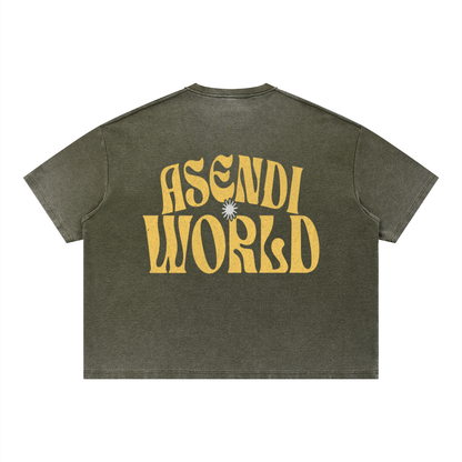 Unisex Vintage Wash Sunfade Boxy Waffle T-Shirt