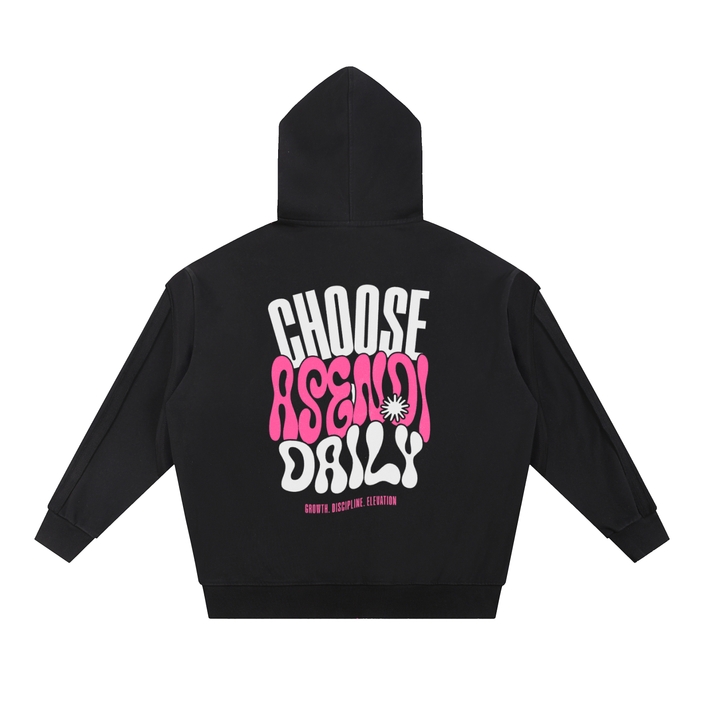 Contrast Tape Raw Edge Double Layered Zip Hoodie