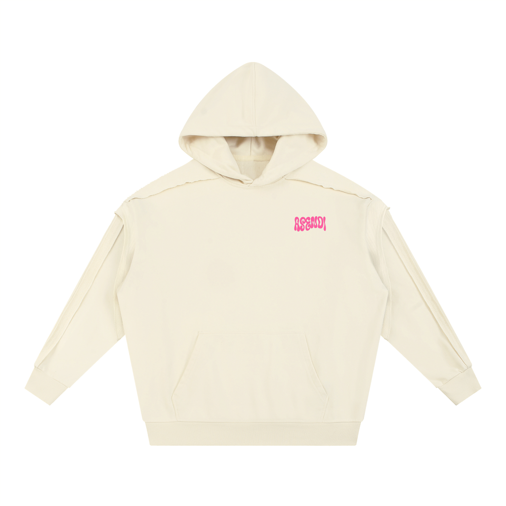 Contrast Tape Raw Edge Double Layered Hoodie