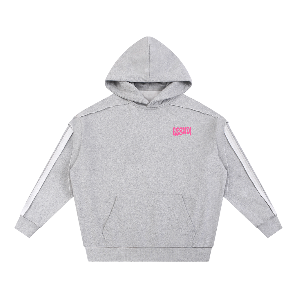 Contrast Tape Raw Edge Double Layered Hoodie