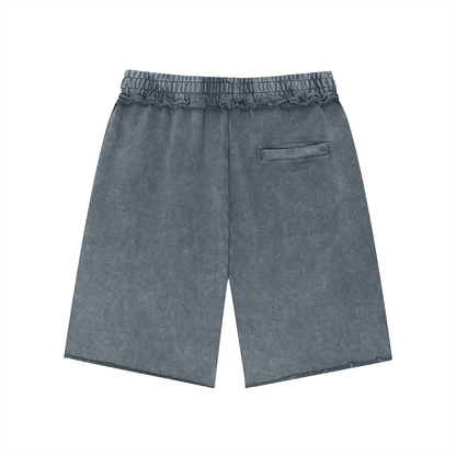 Unisex Mineral Wash Raw Edge Shorts