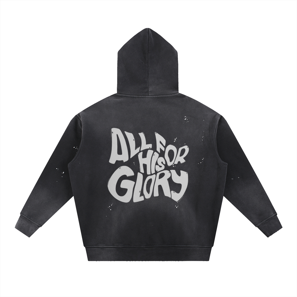 Unisex Vintage Washed Frayed Fleece Hoodie