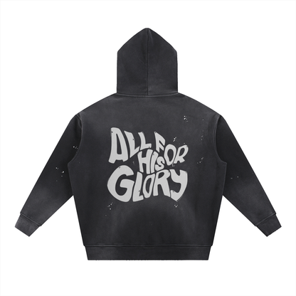 Unisex Vintage Washed Frayed Fleece Hoodie