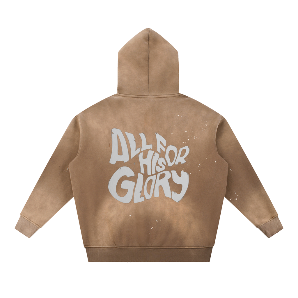 Unisex Vintage Washed Frayed Fleece Hoodie