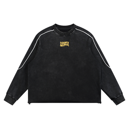 Mineral Wash Piping Raw Hem Sweatshirt