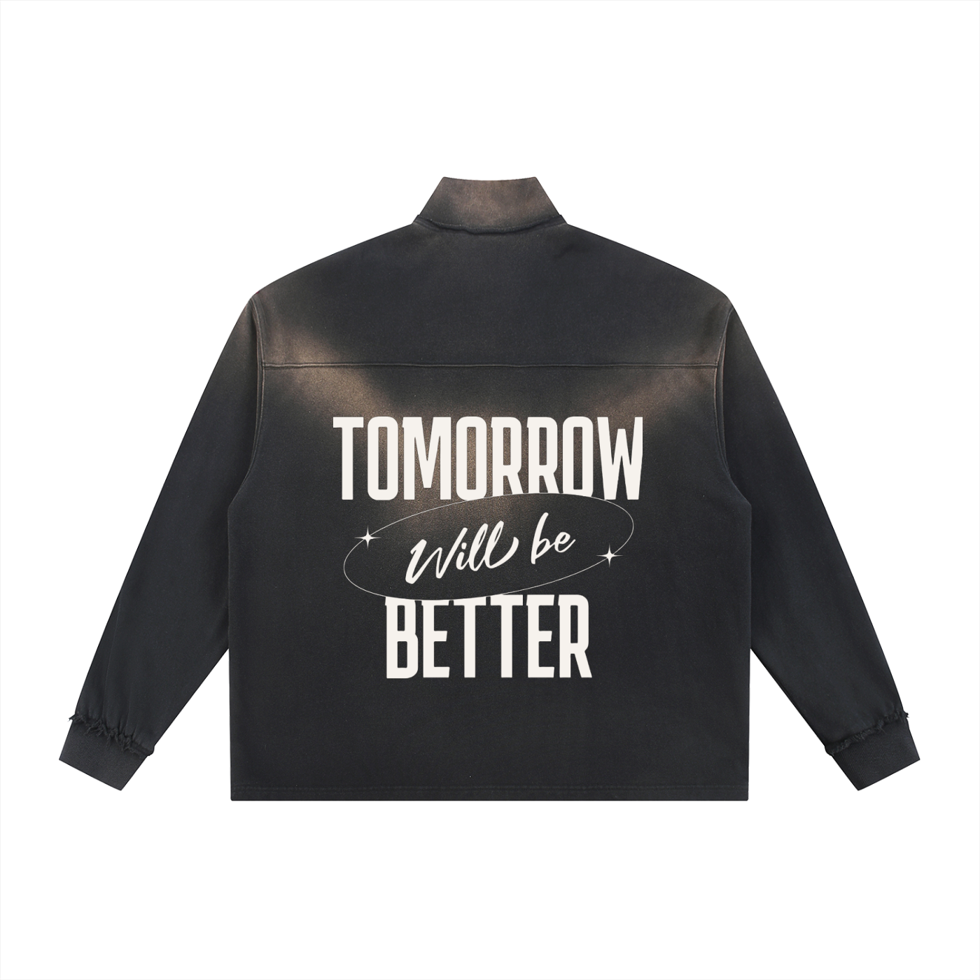 Sun Fade Raw Edge Quarter-Zip Sweatshirt