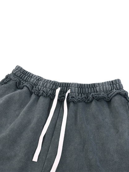 Unisex Mineral Wash Raw Edge Shorts
