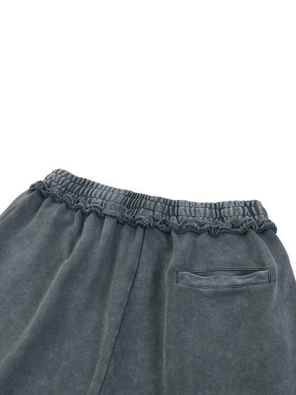 Unisex Mineral Wash Raw Edge Shorts
