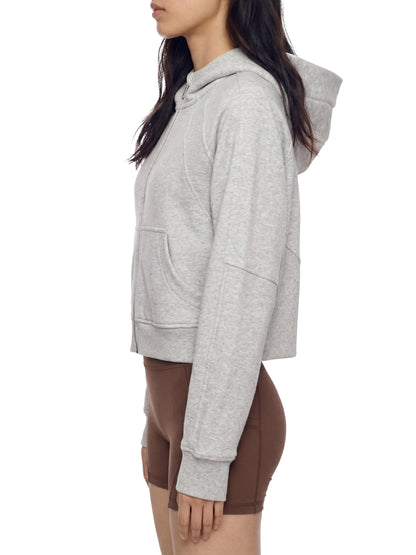 Cropped Zip-Through Hoodie