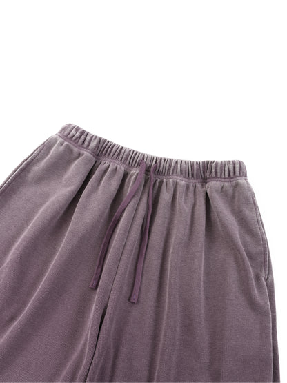 Unisex Vintage Wash Sunfade Waffle Raw Hem Shorts