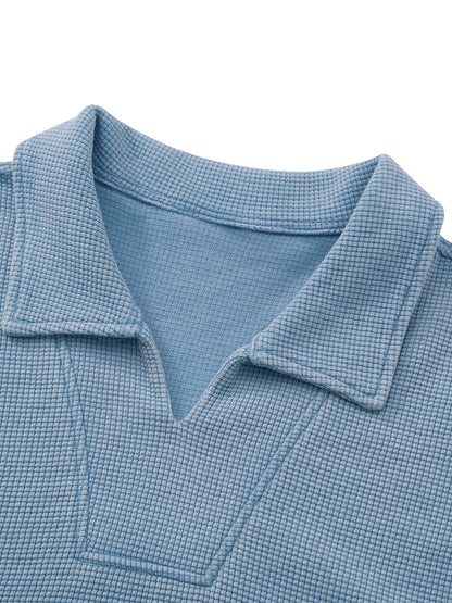 Unisex Vintage Wash Waffle Boxy Polo Shirt
